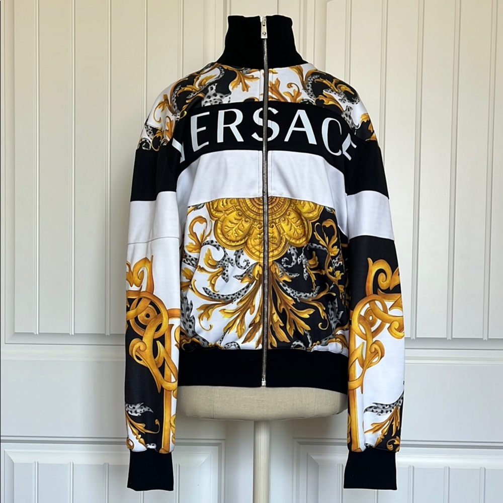 Authentic Versace Black and Gold Baroque Jacket Men’s Size Large